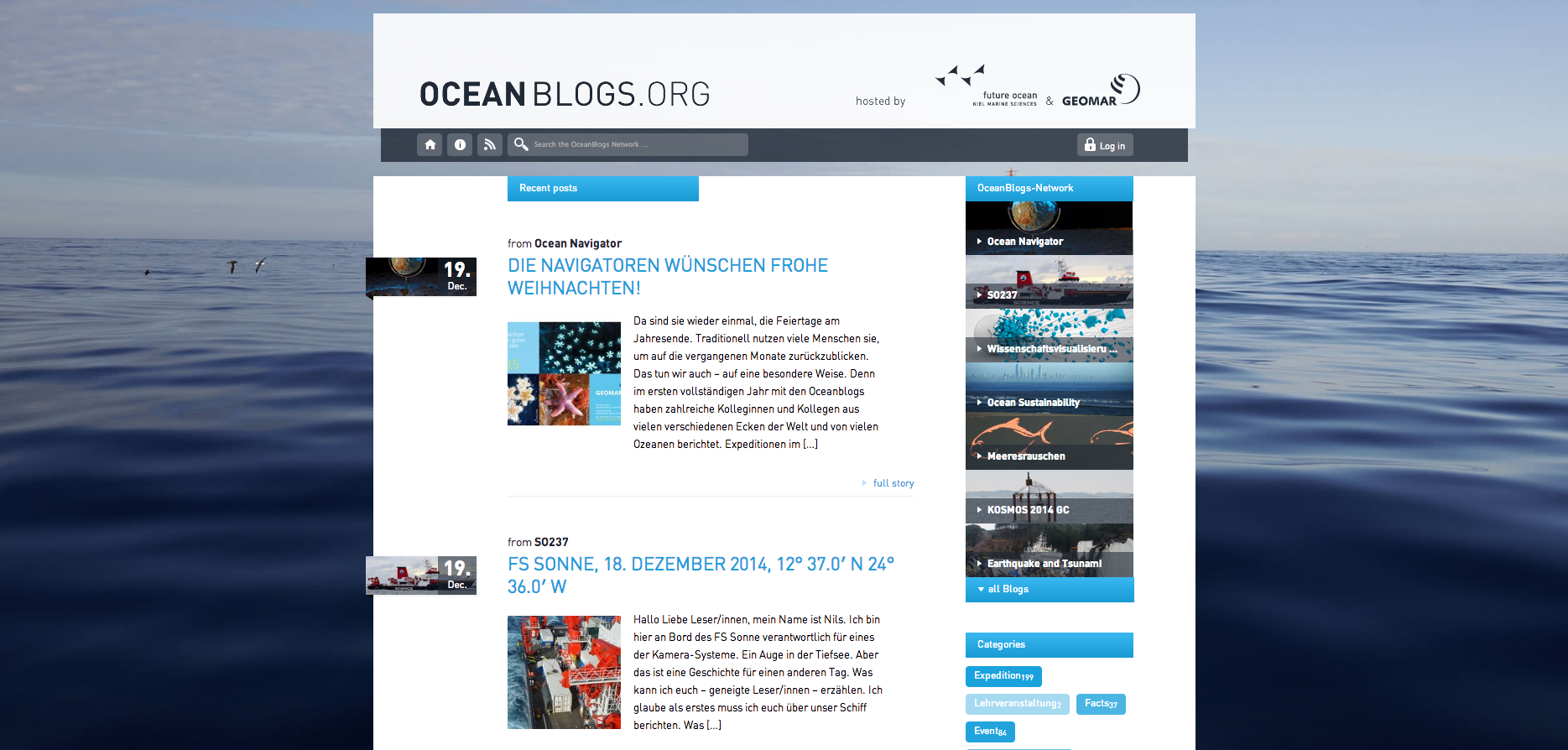 Screenshot Ocean Blogs